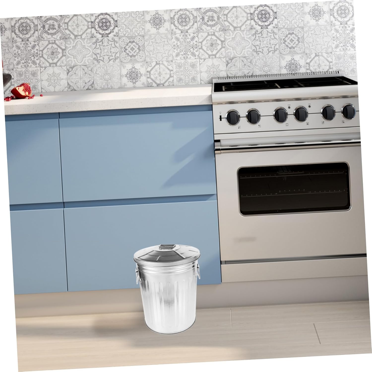 Round Garbage Container Bin with Lid Sturdy Lightweight Metal Trash Can for Bathroom Kitchen Outdoor Versatile Household Wastebasket Stylish Minimalist Design Practical Office Bin