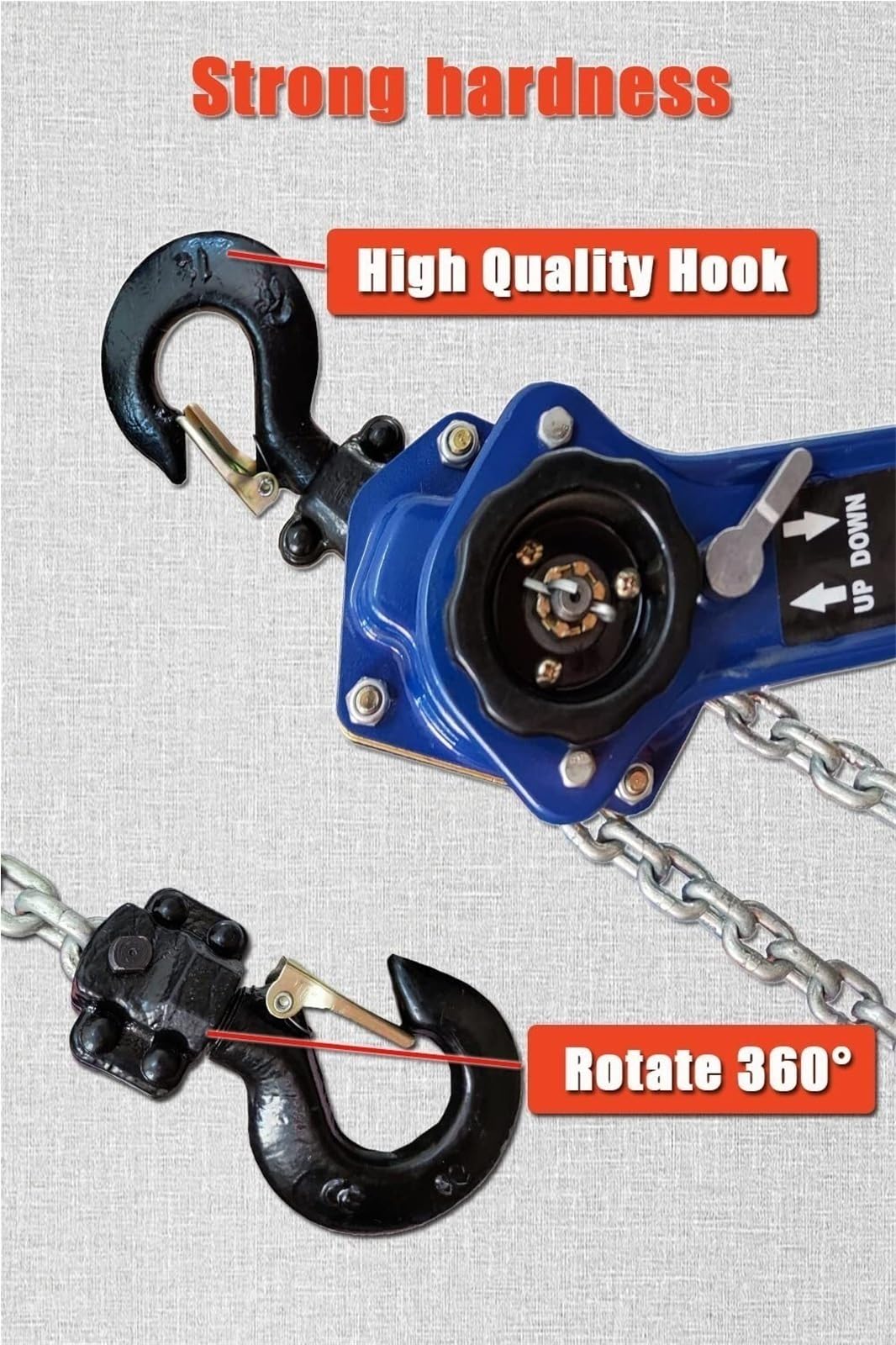 Hebelzug 0.75T 1T 1.5T 2T Kettenzug Ratschenzug G80 Stahl Hebezeug fur Bauwesen Garage Lager Werkstatt Automobil Maschinen Tragbares Hebegerat mit Lasthaken Profi Bau(2t-1.5m)