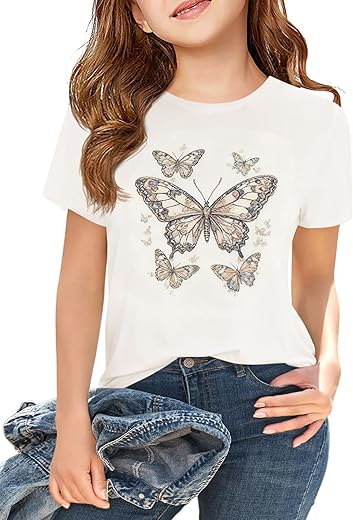 Girls Short-Sleeve Summer T-Shirt, Ages 5-14