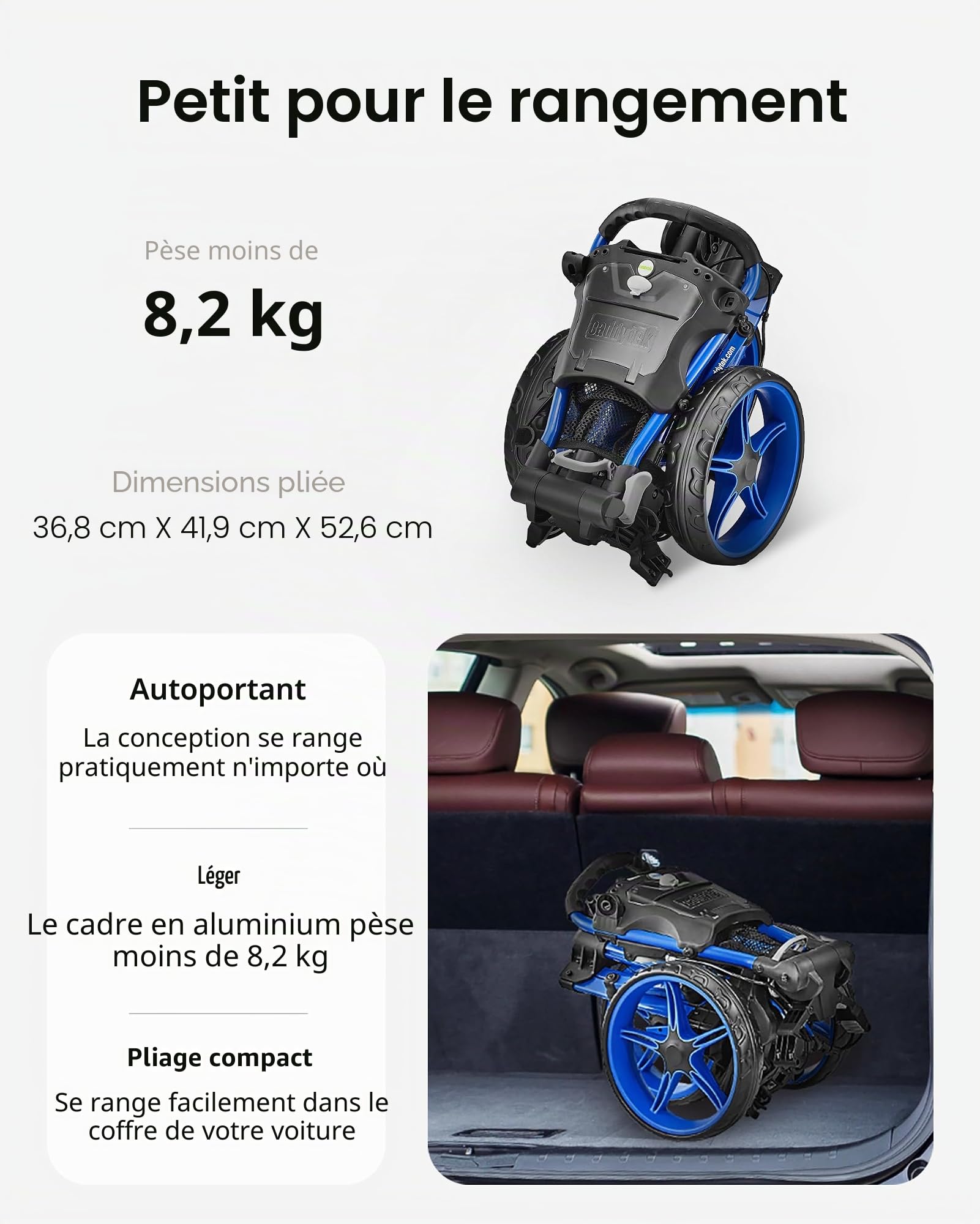 Caddytek CaddyLite Compact Semi-Auto Folding and Unfolding Golf Push Cart
