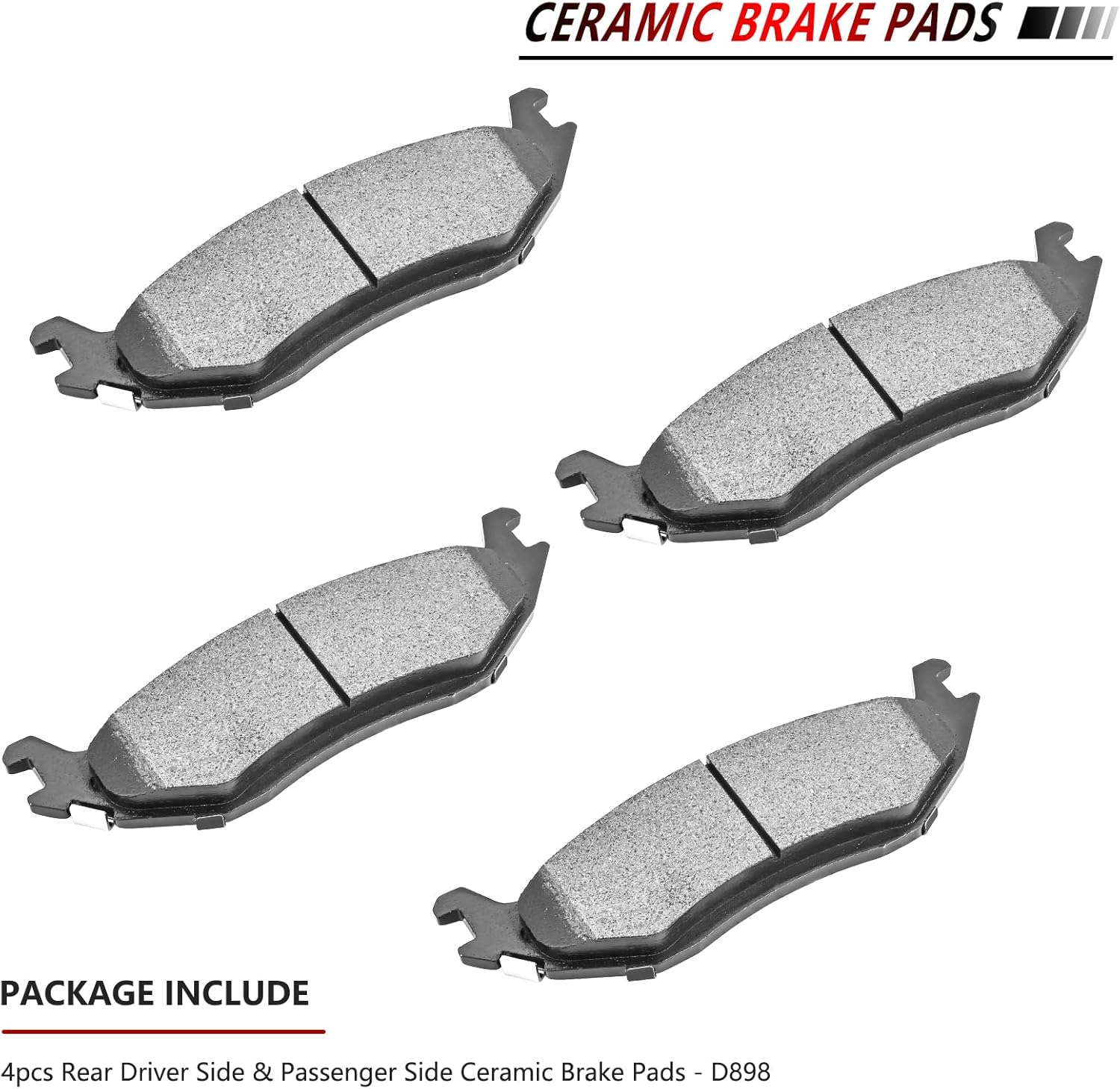 JLEO D966 D898 Ceramic Brake Pads Front Rear Driver and Passenger Side for 2003-2006 Dodge Durango,2002-2005 Dodge Ram 1500 2wd 4wd 8pcs