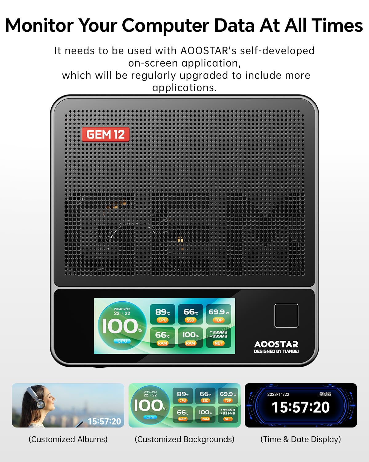 AOOSTAR GEM12 PRO MAX AMD R7 8845HS Mini PC (32GB DDR5 + 1TB SSD