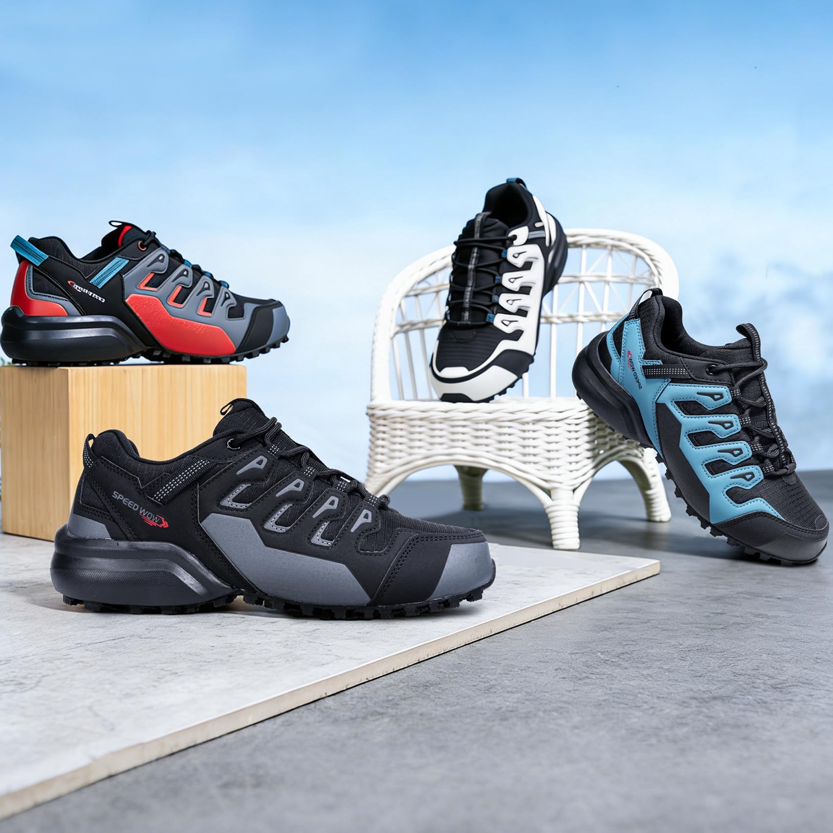 Herren Trail Running Schuhe Wasserdicht Leicht rutschfest – Atmungsaktive Outdoor Wanderschuhe Wasserabweisend – Leichte Sneaker für Walking, Arbeit & Trekking