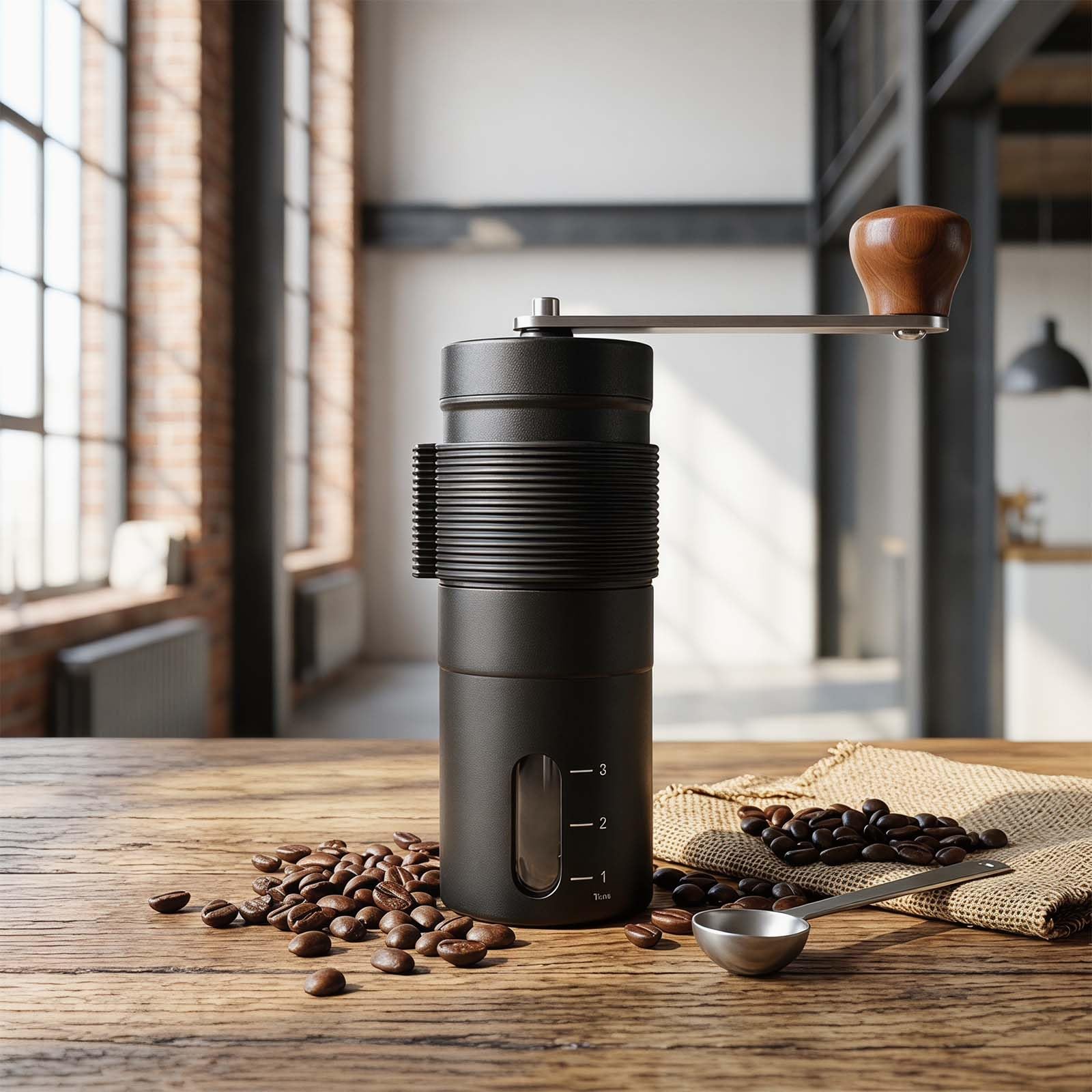Macinacaffè Manuale Professionale in Acciaio Inox - Macina Caffè Portatile con Macinatura Regolabile per Moka, Espresso e Caffè Filtro, Design Sottile e Leggero per Casa e Viaggio