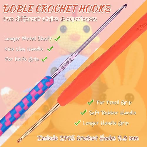 Miniatura 5 de Coopay Kit de ganchillo para principiantes con hilo para ganchillo, estuche de ganchillo colgante mejorado, suministros de ganchillo de punto