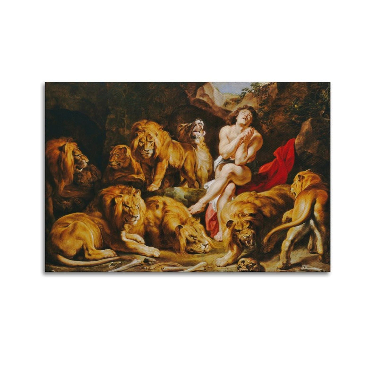 Adovz Daniel In The Lions’ Den Poster By Peter Paul Rubens Print Photo Art Painting Canvas Home Decorative Bedroom Modern Decors Gifts 08X12inch(20X30cm)