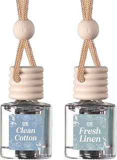 CE Craft 2 Pack Car Air Hanging Fragrance Oil, Car Air Freshener Diffuser for Essential Oils, Scents Fragrance Aromatherapy Automobile Diffuser (Fresh Linen + Clean Cotton)