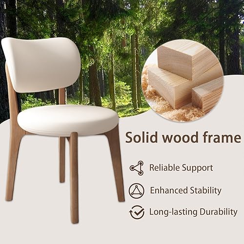 Miniatura 5 de Sillas de comedor de madera maciza, juego de 2 sillas de comedor modernas de mediados de siglo con marco de madera y sillas de comedor tapizadas