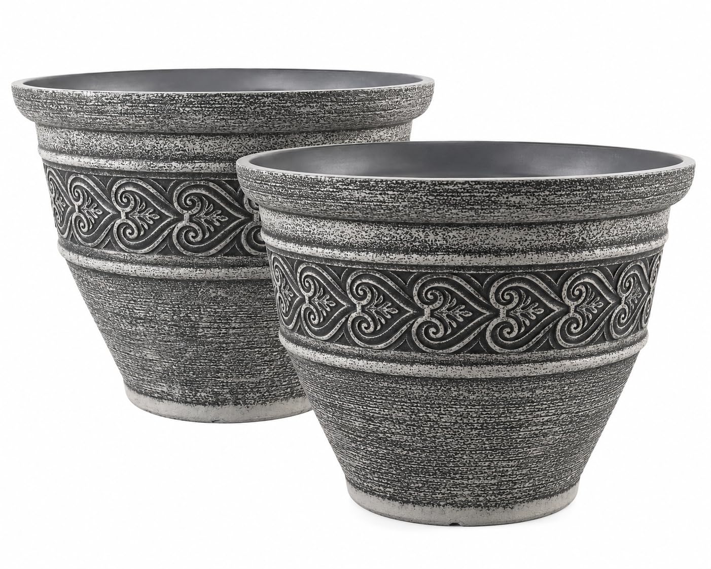 Muddy Hands 20 Litre Large Outdoor Plant Pot Stone Effect Garden Planter – Heavy Duty Weatherproof Round Plastic Flower Pot with Drainage Holes for Patio, Flowers, Shrubs & Small Trees (Grey)
