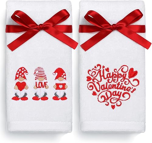 Miniatura 8 de Juego de 2 toallas de mano irlandesas del Día de San Patricio, 100 % algodón, bordadas, gnomo verde, trébol, juego de 2 toallas decorativas para