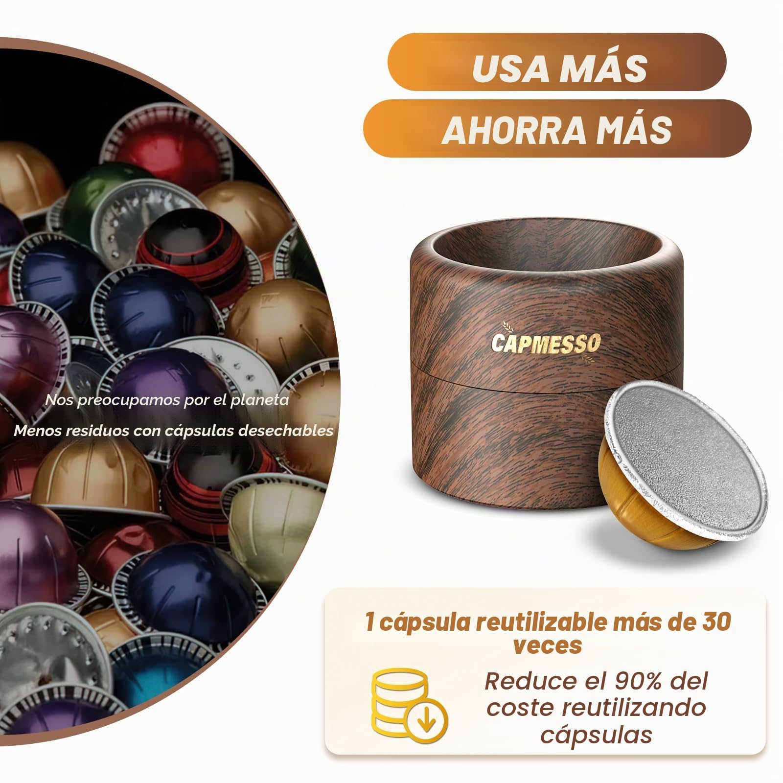 Vertuo Pod - Kit de recarga reutilizable para cápsulas Vertuo Nespresso/Coffee Pods Vertuoline con 100 tapas de papel de aluminio para cualquier tamaño de cápsula Vertuo Plus Espresso, soporte de