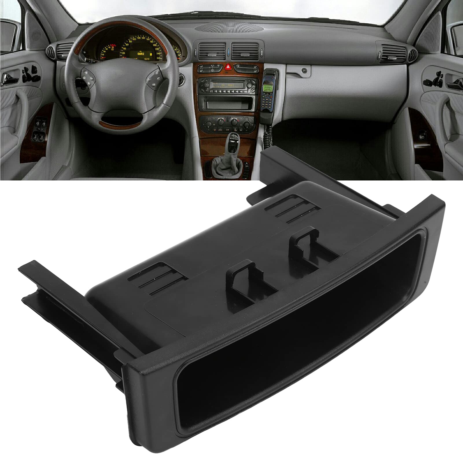 Vassoio portaoggetti della console centrale, Qiilu Center Console Tray Organizer Box Accessori 20368302917C45 per Mercedes Benz Classe C W203