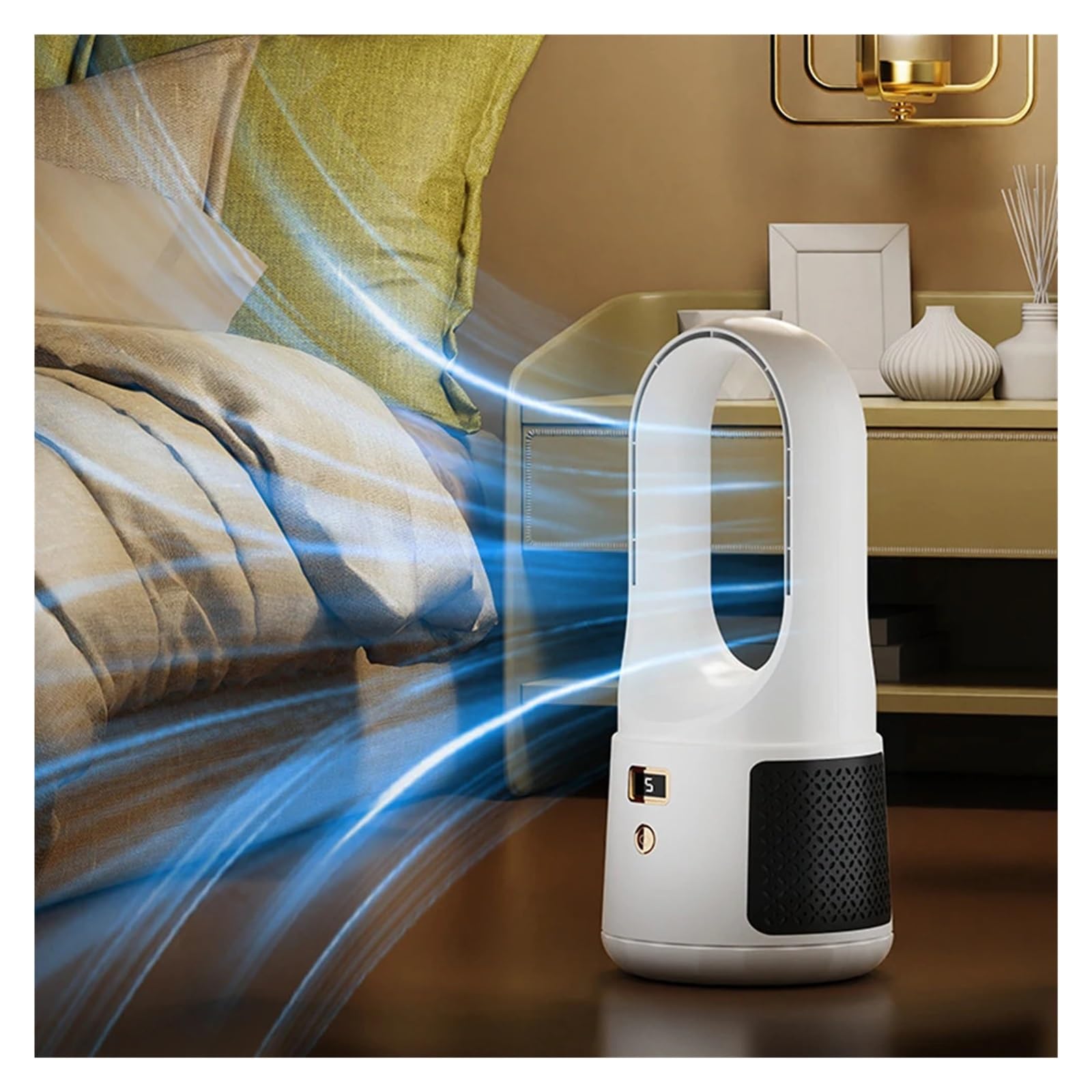 Ventilador sin aspas Ventilador de enfriamiento Ventilador de enfriamiento de Aire portátil USB sin aspas Ajustable de 6 velocidades Recargable de bajo Ruido para la Escuela de Oficina en casa Fácil
