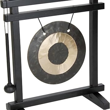 Woodstock Wind Chimes Desk Gong, Brass Hand-Hammered Bronze, Medium 12 - Inch Tall, for Meditation, Yoga, Classrooms, Offices, Great for Awareness, Relaxation