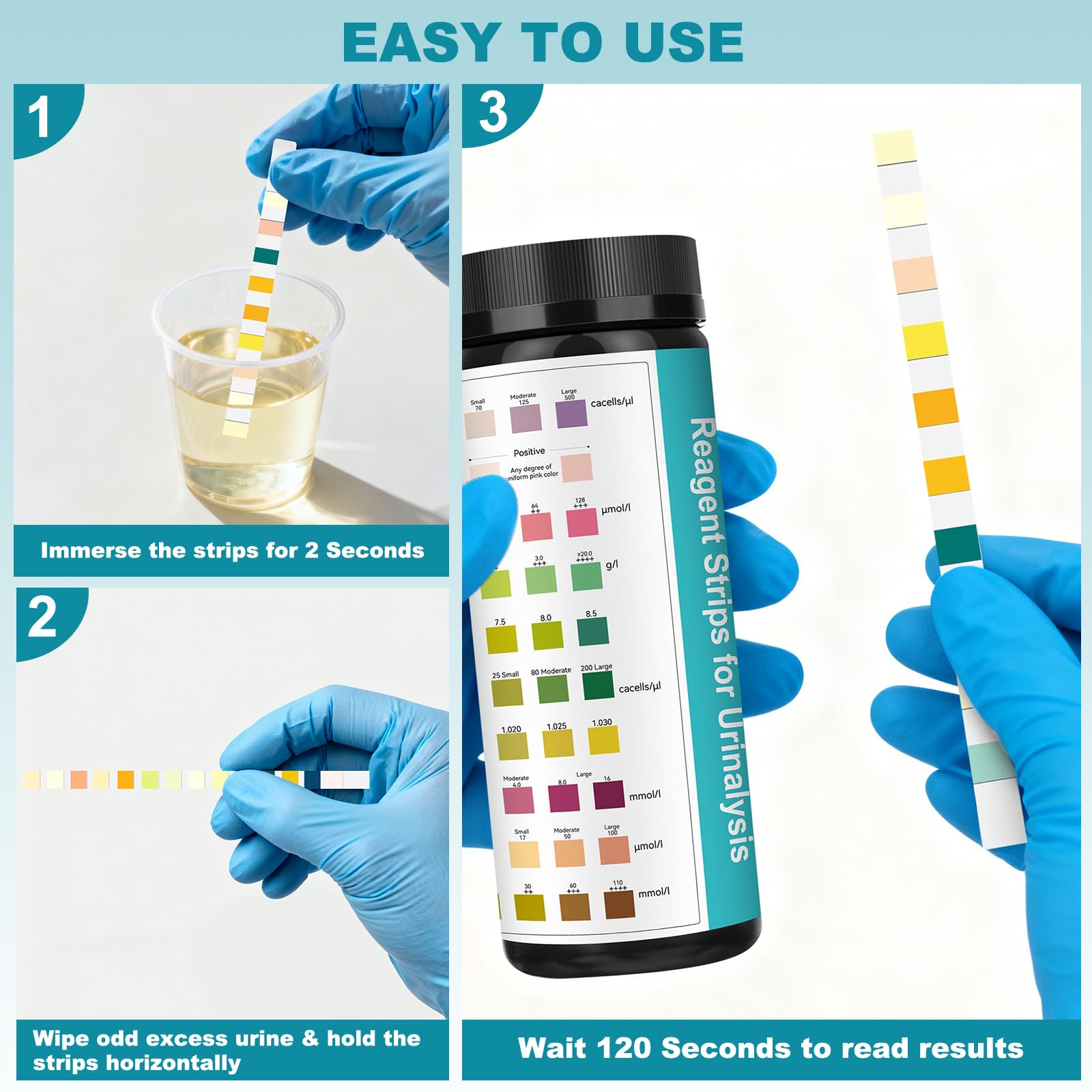 125 Strips 10-in-1 Urine Test Strips for Urinalysis 10 Parameters - Fast Testing Kit for Kidney, Liver, UTI, Ketone, Protein +9 More - 4