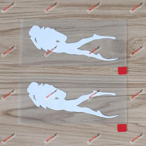 2 calcomanías blancas de 6 pulgadas para buceo, vinilo para coche, troquelado