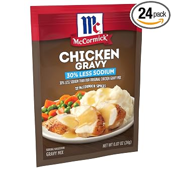 McCormick 30% Less Sodium Chicken Gravy Mix, 0.87 oz Pack of 12