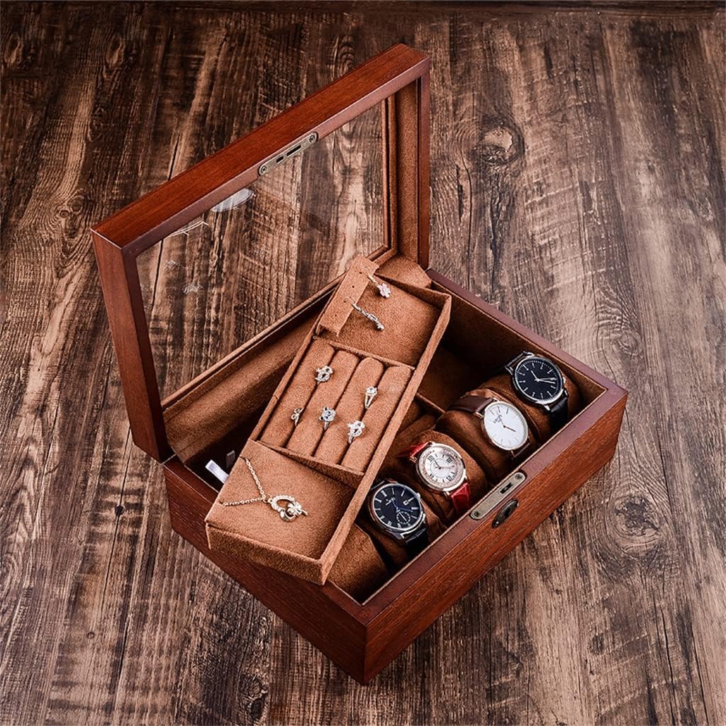 Wood Jewelry Gift Box Velvet Interior Necklace Earring Watch Bracelet Organizer Jewellery Storage Display Case
