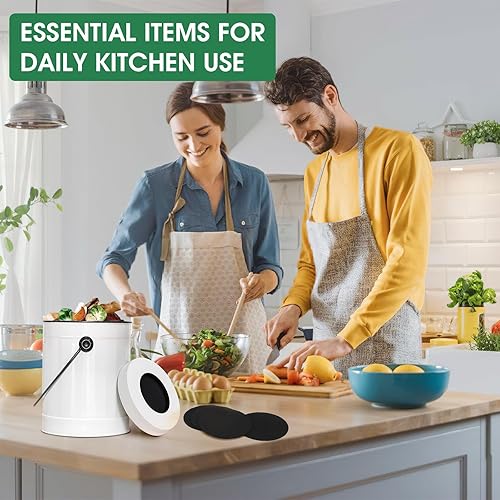 Miniatura 8 de Filtros de carbón para cubo de compost, filtros de compost para contenedor de encimera, repuesto de carbón activado absorbente de olores para