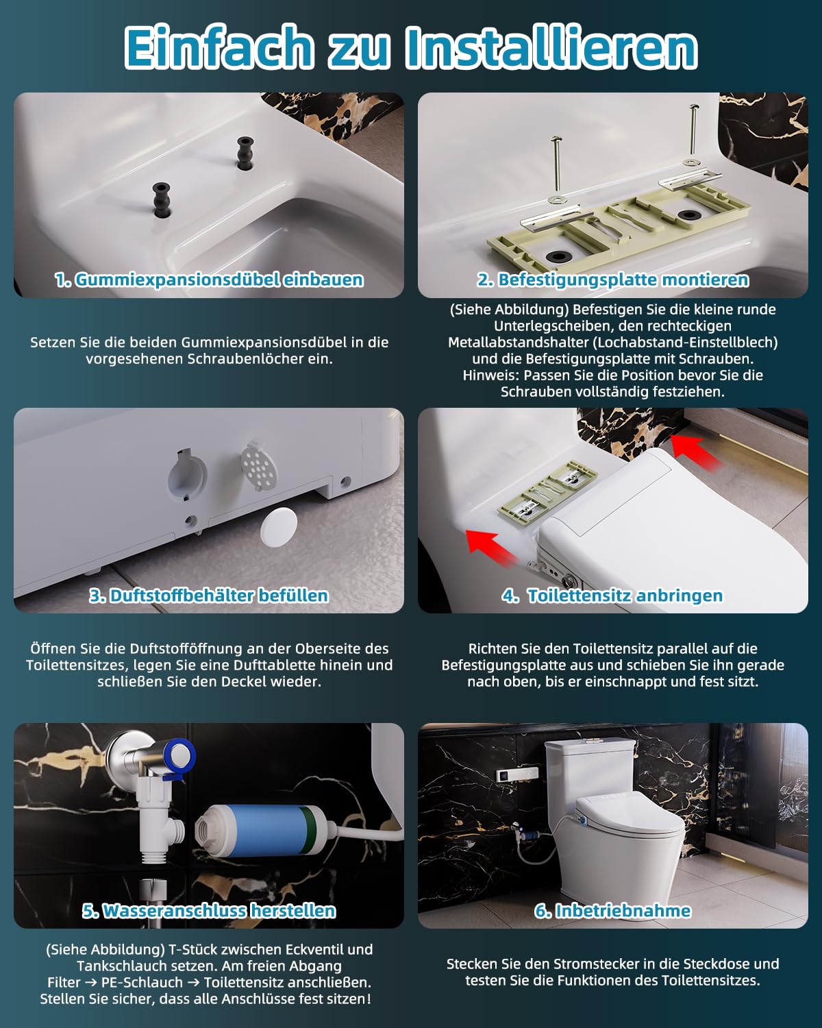 Sedile WC intelligente con acqua calda e asciugatrice, bidet sedile WC con ugello, sedile WC giapponese riscaldabile, WC con coperchio automatico e aromaterapia, bidet elettronico
