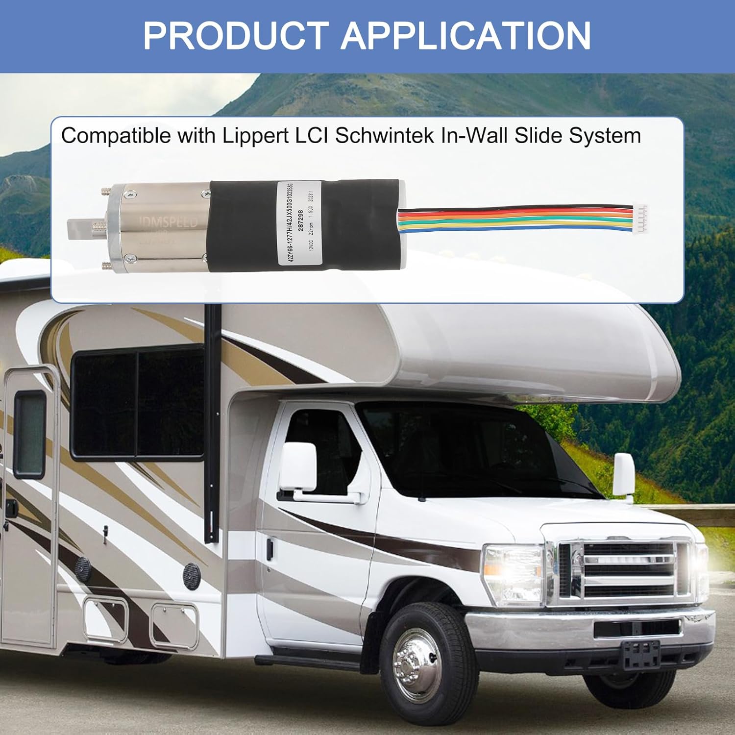 RV in-Wall Slide-Out Motor 500:1 High Torque Gear Ratio 12V DC, Compatible with Lippert LCI Schwintek in-Wall Slide System, Motorhome Slide Motor Assembly Replace# 287298