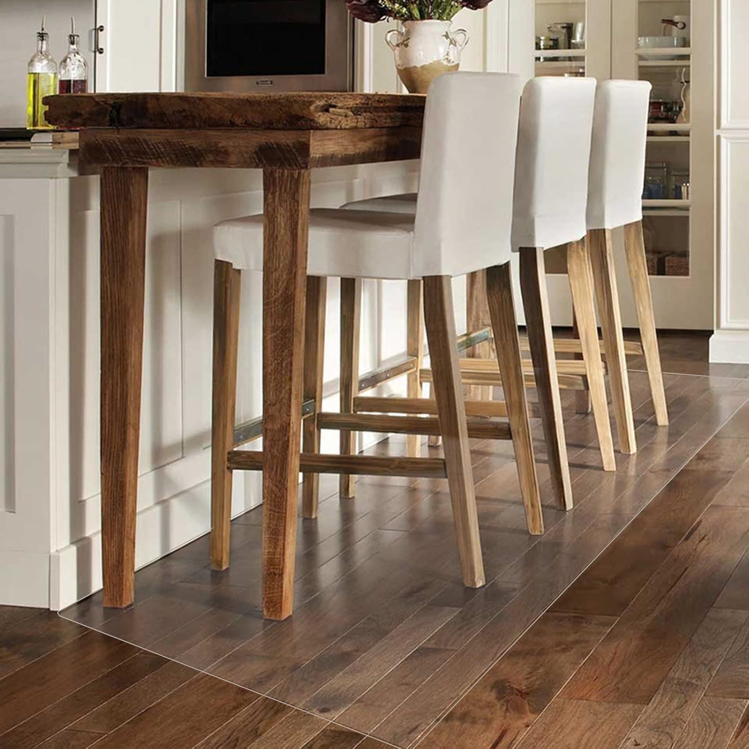 Plastic Sheet,Transparent Vinyl Plastic Rugs Protector for Dinning Room/Kitchen - Rectangle Clear Non-Slip Waterproof Hardwood Flooring Mat Roll(60"X172"/150cmX430cm)