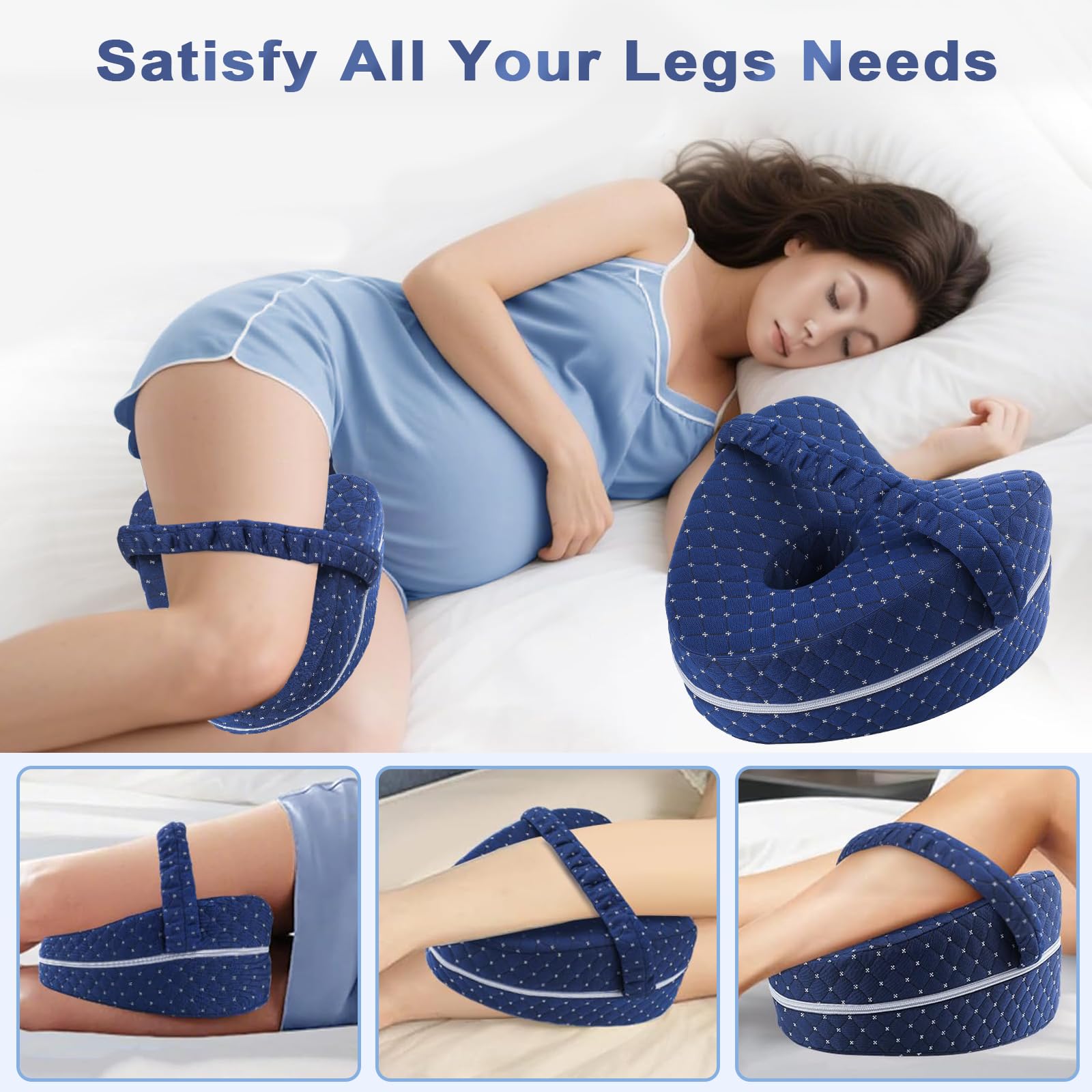 Cuscino Gambe per Dormire, Cuscino Ginocchia per Dormire, Cuscino Ortopedico Memory Foam Forma Cuore per Allineamento Anca e Colonna Vertebrale, per Sciatica, Dolore Alla Schiena