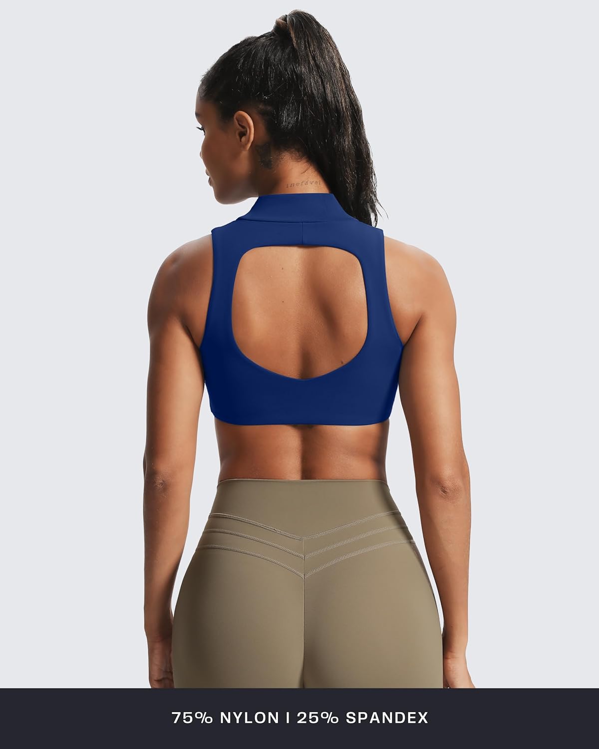 Aoxjox Women's Kim Cutout High Neck Tank Workout Sports Bras Fitness Training Gym Bra Yoga Crop - Image 5