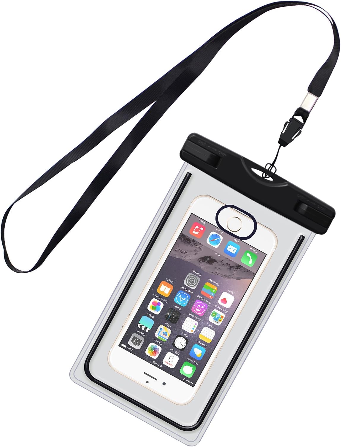 IWAMEE Waterproof Case, Universal Underwater Dry Bag Pouch, Touch ID Fingerprints Transparent Window Watertight Sealed System for iPhone 7 7plus 6 6s Samsung Galaxy s6 s7 s7 edge Huawei and Other Smartphone up to 6 inches for Boating Swimming Diving Hiking