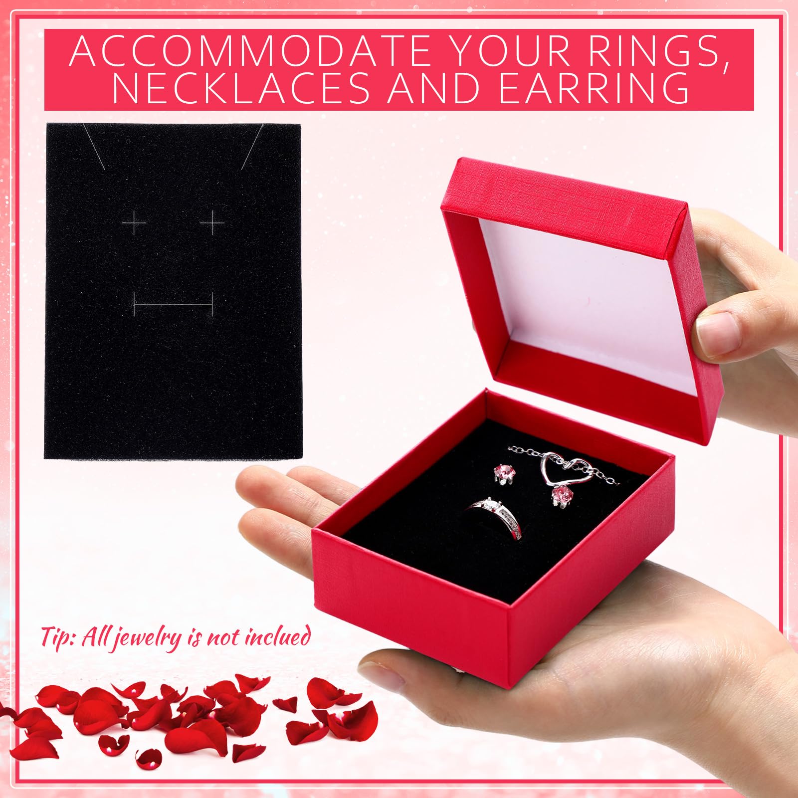 Sasylvia Jewelry Cardboard Gift Boxes Packaging Necklace Ring Earring Storage Box with Cushion 3.5x2.8x1.2 Inch(Red,36 Pcs)