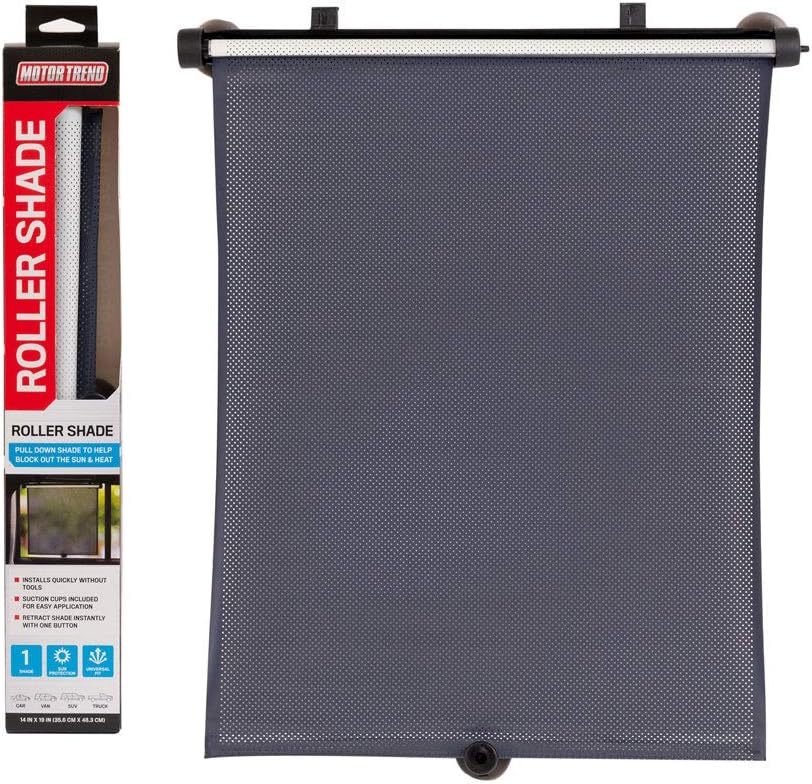 Motor TrendUVProtect Retractable Durable Roller Sun Side Shades – Universal Fit for Car Auto Sedan Truck SUV (AS010)