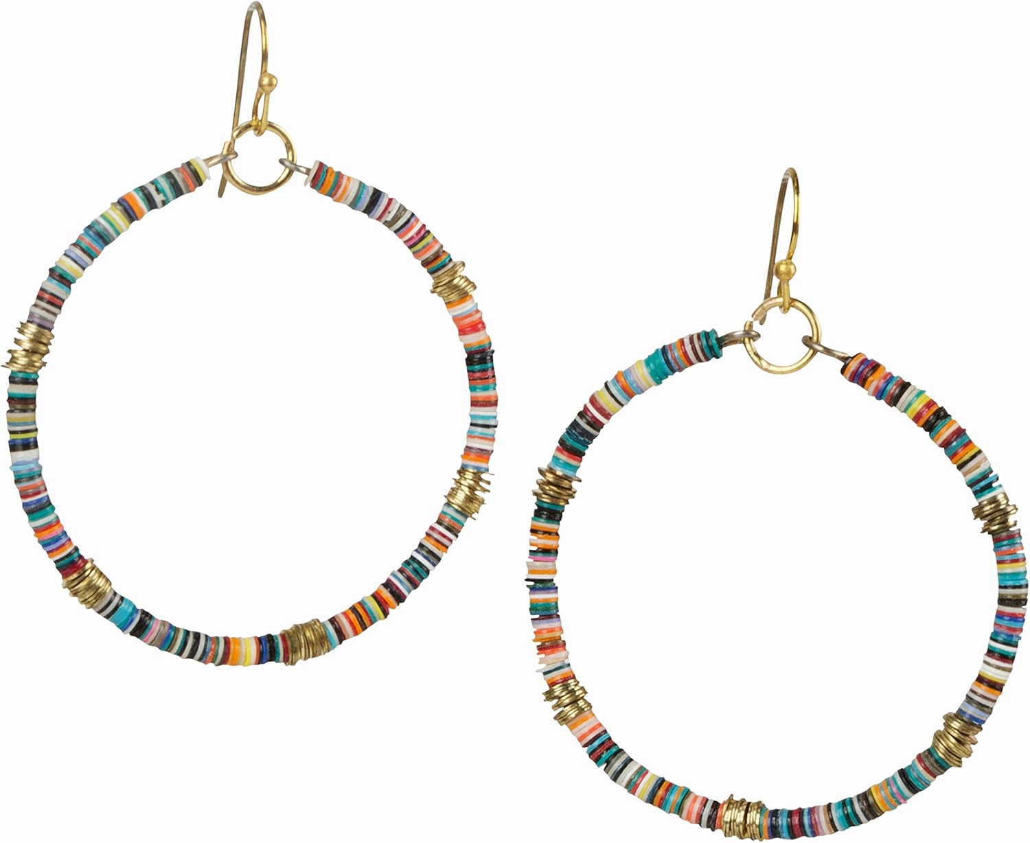 Bohemian Multi-Colored Sequin Hoop Gold Earrings - SPUNKYsoul Collection…