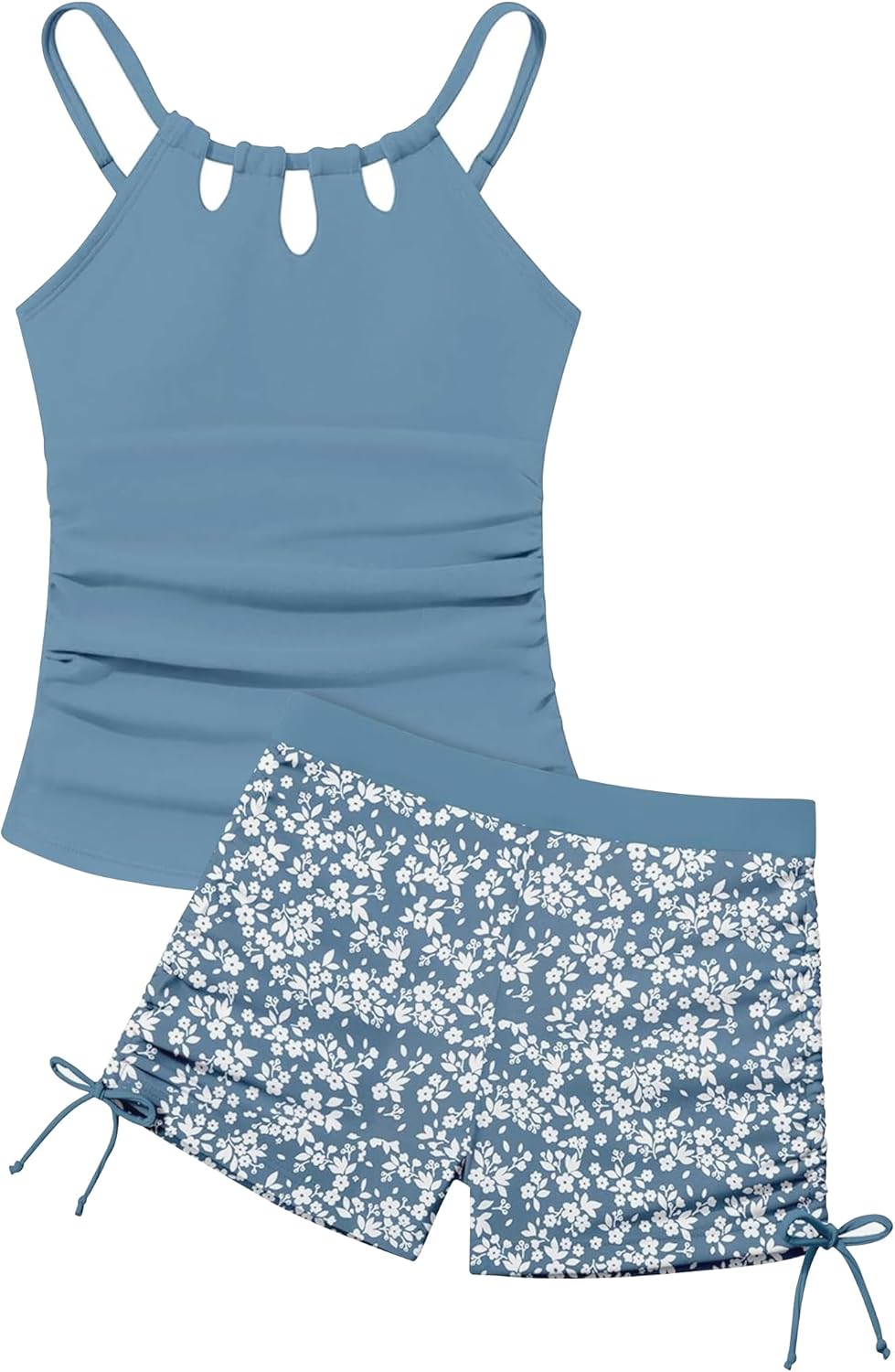 Girls Swimsuit Cutout Bathing Suit Two Piece Swimsuits for Teen Girls Tankini Swimwear Set High Waisted 11-15 Years