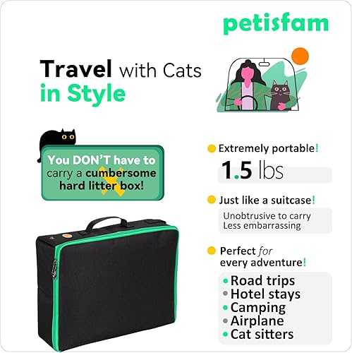 Miniatura 14 de Caja de arena portátil para gatos con cremallera superior para un fácil viaje con gatos y gatitos. Ligero, resistente, a prueba de fugas, sin olor