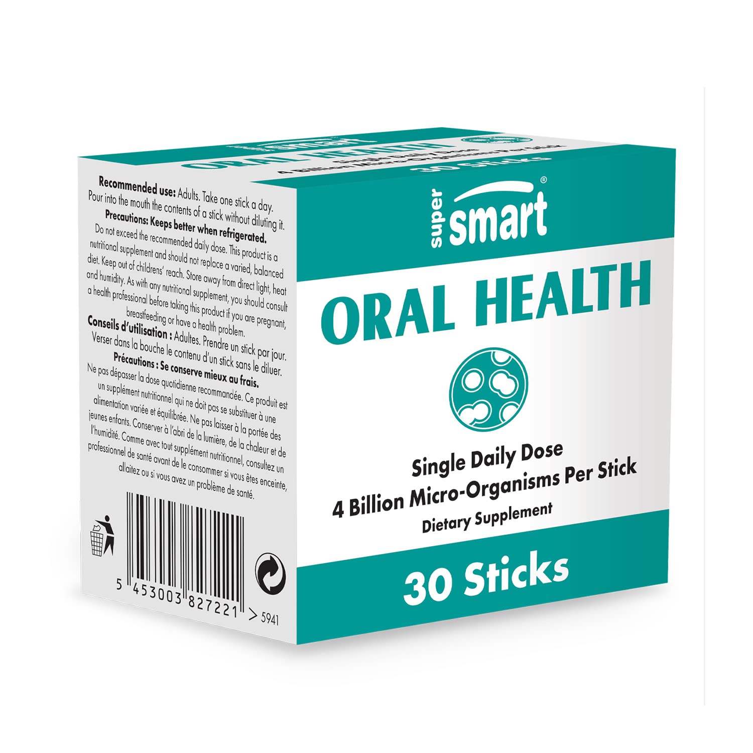 Amazon.com: Supersmart - Oral Health - 4 Probiotic Strains (with  Lactobacillus Reuteri & Rhamnosus) to Boost Oral Care & Bad Breath  Treatment | Non-GMO & Gluten Free - 30 Sticks : Health & Household