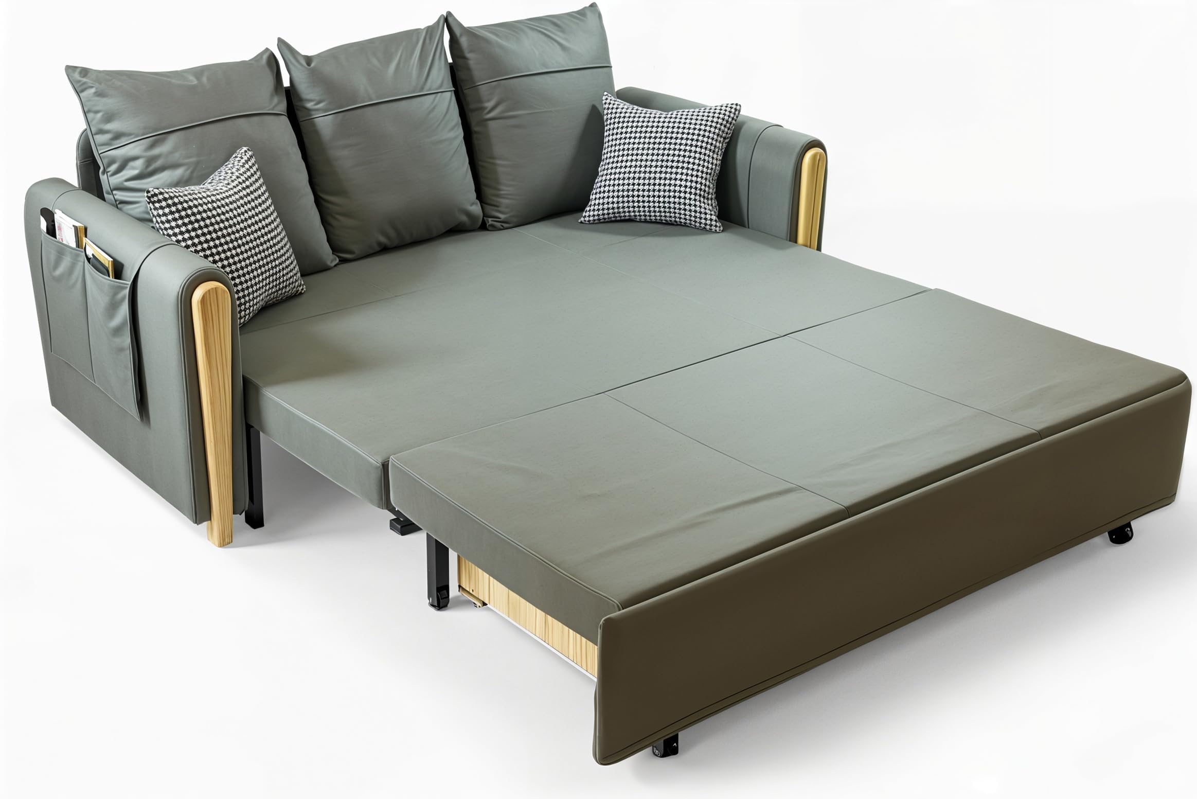 UNICORN FURNITURE Sofa Bed Modern Reclining Foldable Bed Pull Out Sofa Bed With Storage for Living Room Space Saving Sofabed Multifunctional in Made to Match Cushions (Grey Leathaire)