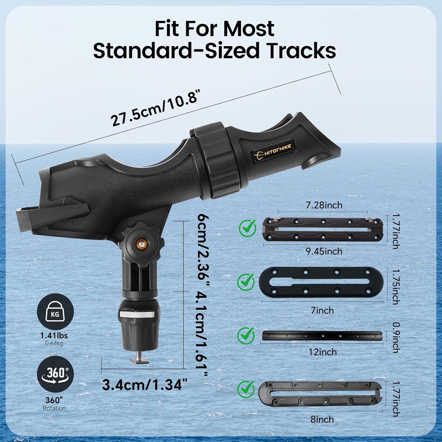 Hitorhike Universal T-Shaped Fishing Rod Holder Mount – Heavy Duty Multi-Directional Locking Base for Kayak, Canoe & Small Boat