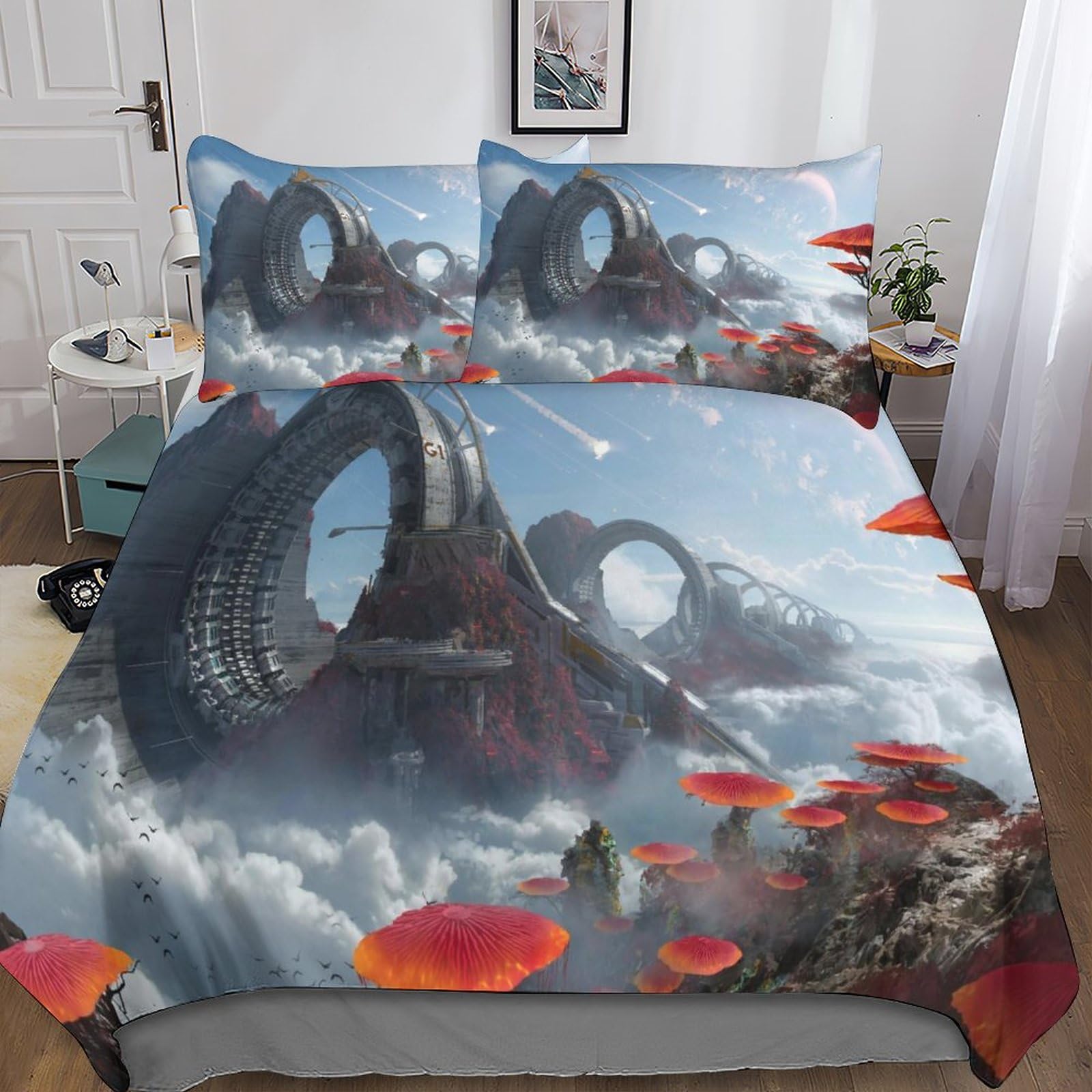 mondo magico Set Di Biancheria Da Film Film Letto Per Bambini, Moderna Stampa 3D, Per Ragazzi E Ragazze, in Microfibra, 3 Pezzi, Con Chiusura A Cerniera E Federe Cuscino King（220x240cm）