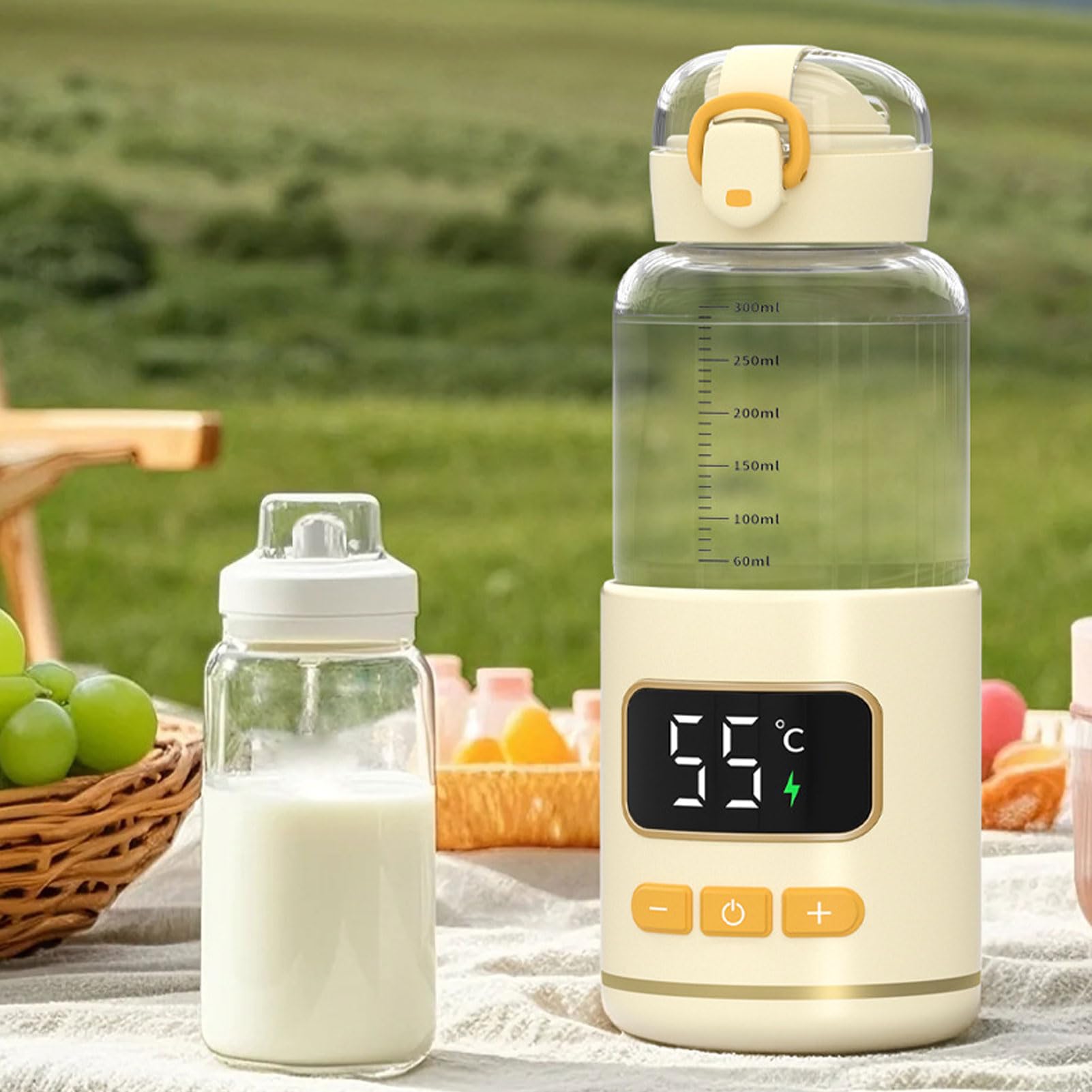 Fafeicy Calentador de Leche Portátil, Calentador de Botellas de Viaje, Calentador de Biberones con Batería de 15000 MAh, Calefacción Rápida para la Fórmula de Leche Materna Agua y Jugo