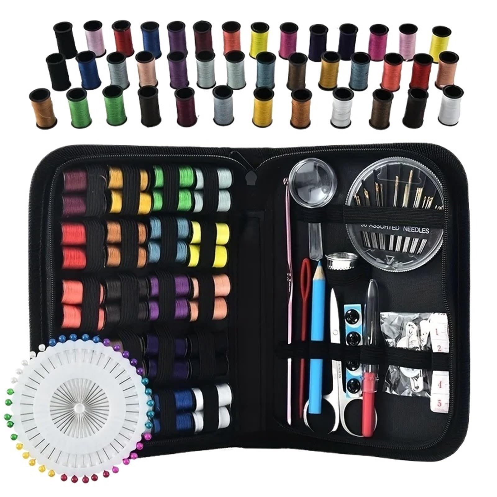 Kit Couture Kits d'aiguilles et de fils, avec fournitures accessoires, 24 couleurs, produits for petites fixations, 67/128 pièces pour maison(128pcs)