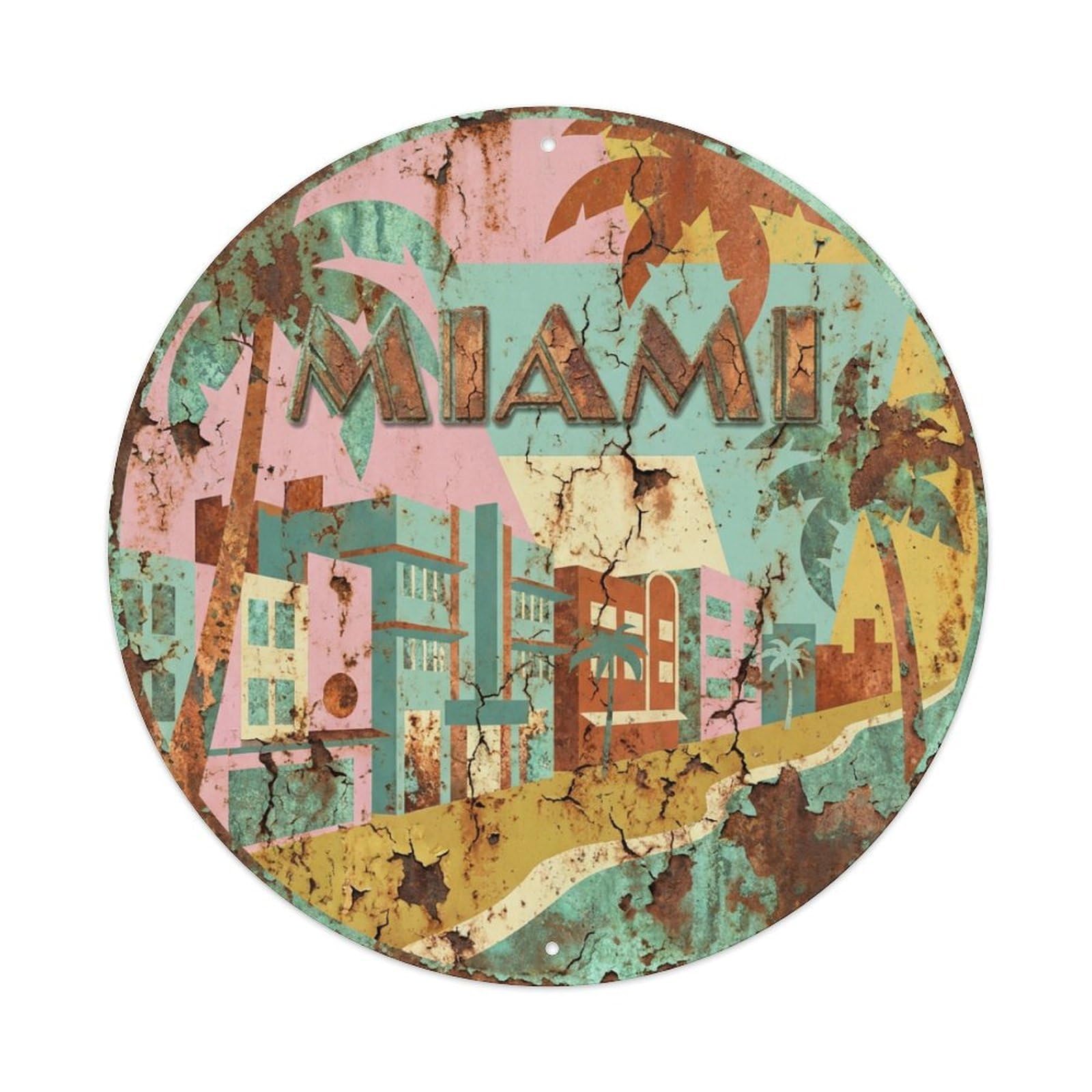 USA Travel Vintage Miami Metal Tin Sign