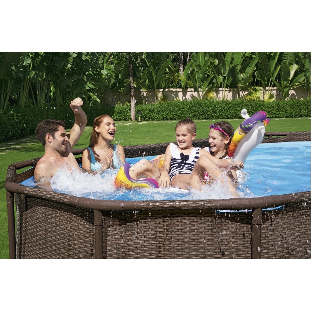 Piscina fuoriterra Ovale BESTWAY Power Steel Swim Vista Series con Oblò, Cm. 427x250x100, Capacita' 7.250 Litri