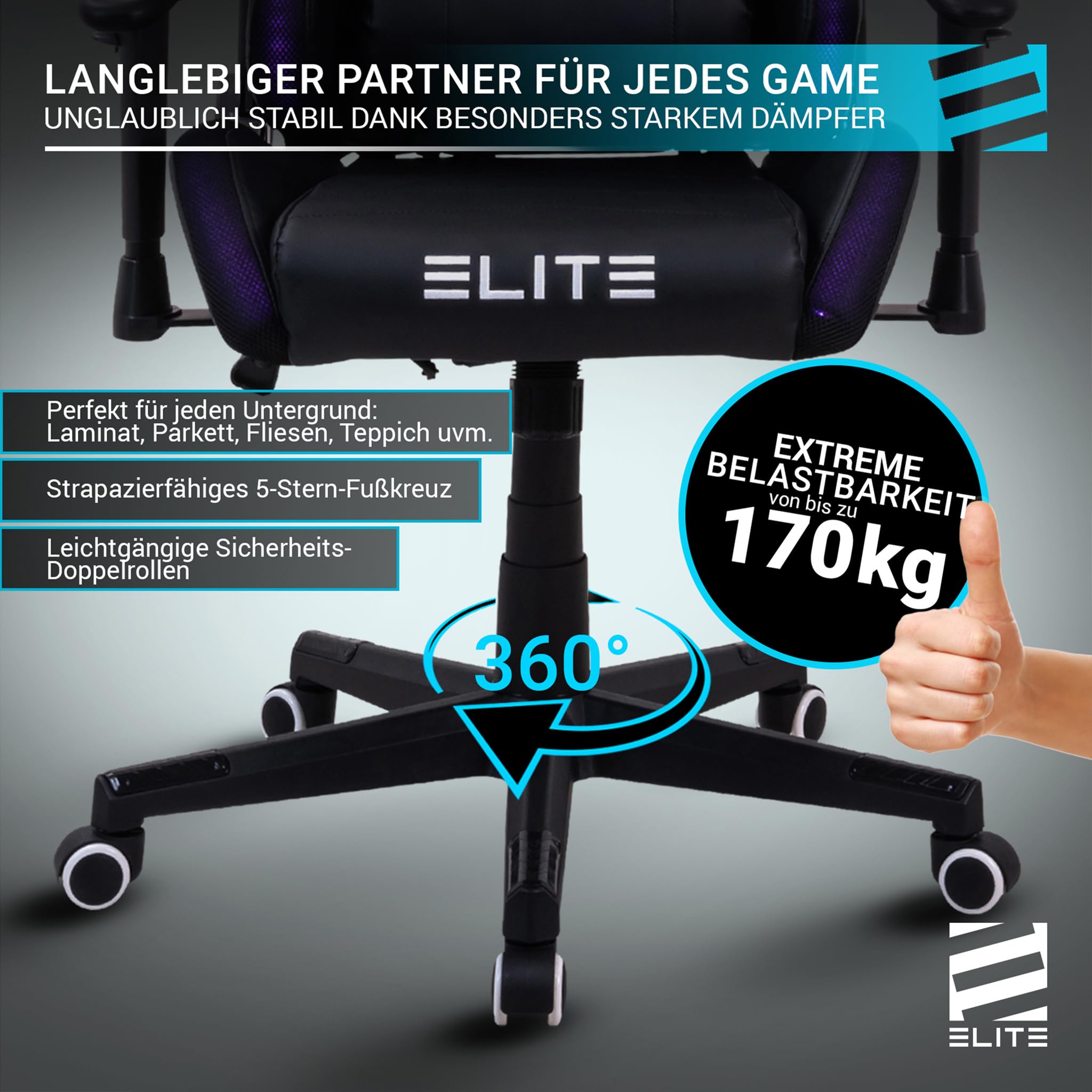 ELITE Gaming Stuhl MG200 Destiny | Ergonomischer Bürostuhl - Schreibtischstuhl - Chefsessel - Sessel - Racing Gaming-Stuhl - Gamingstuhl - Drehstuhl - Chair - Kunstleder Sportsitz (Schwarz/Weiß)