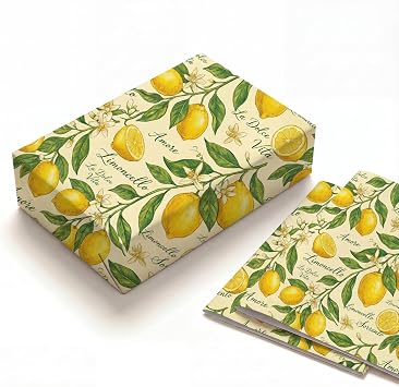 SHSEEN Italian Lemon Wrapping Paper, 2 Sheets, 19.7 x 27.6 in,120 GSM Kraft