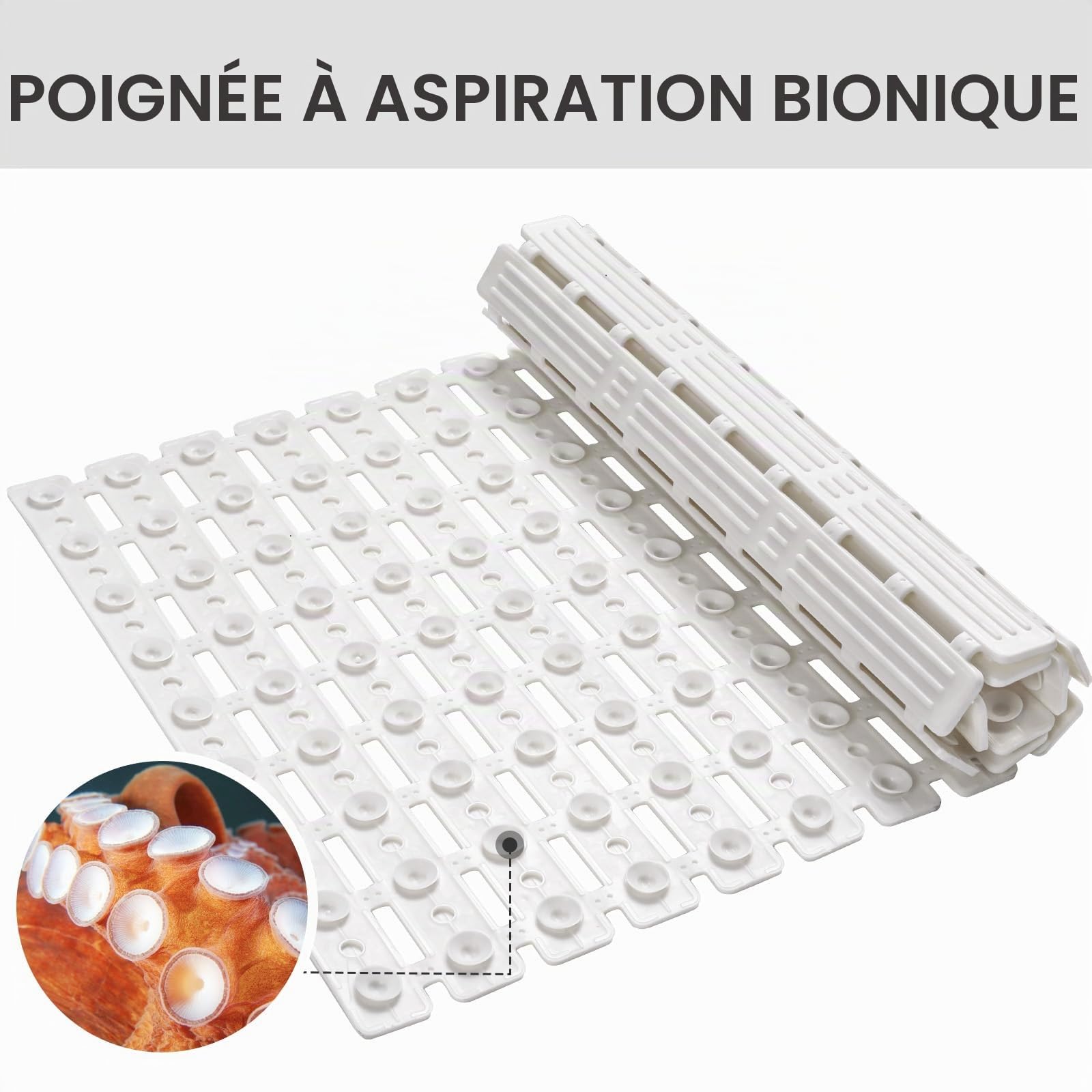 XIYUNTE Tapis de Douche Antidérapant et Anti-Moisissure pour Personnes Âgées - 68 x 40 cm - Tapis de Bain Intérieur avec Ventouses Puissantes
