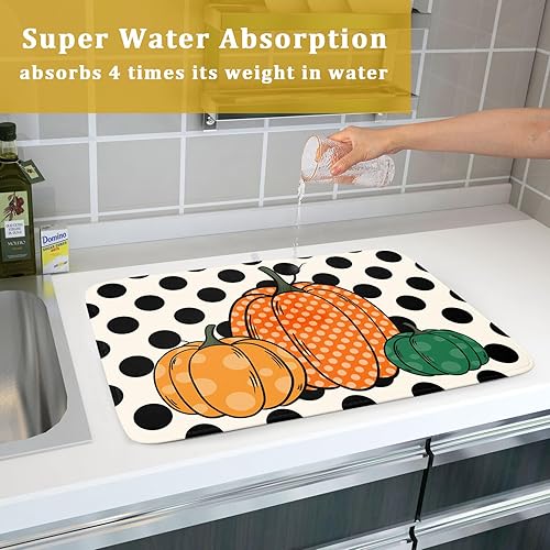 Vista 531 de Daisy On Old - Tapete de secado de platos de madera para encimera de cocina, tapete de secado de madera turquesa de 18 x 24 pulgadas con tapete