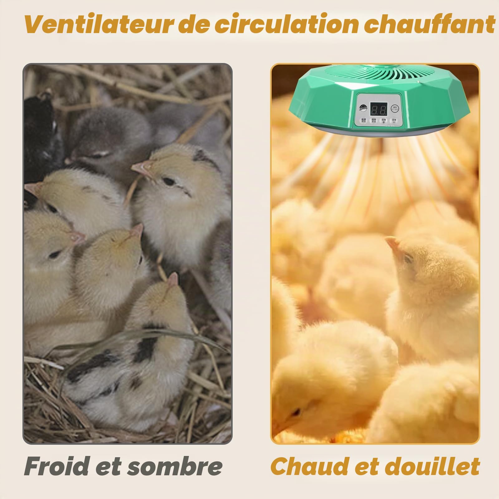 Lampe Chauffante Poussin 500w,Plaque Chauffante Poussin Avec Télécommande,Lampe Poussin Température Réglable 27°C-36°C,Lampe Chauffante Pour Culture Pour Couveuse Poulet Livestock Reptile Whelping