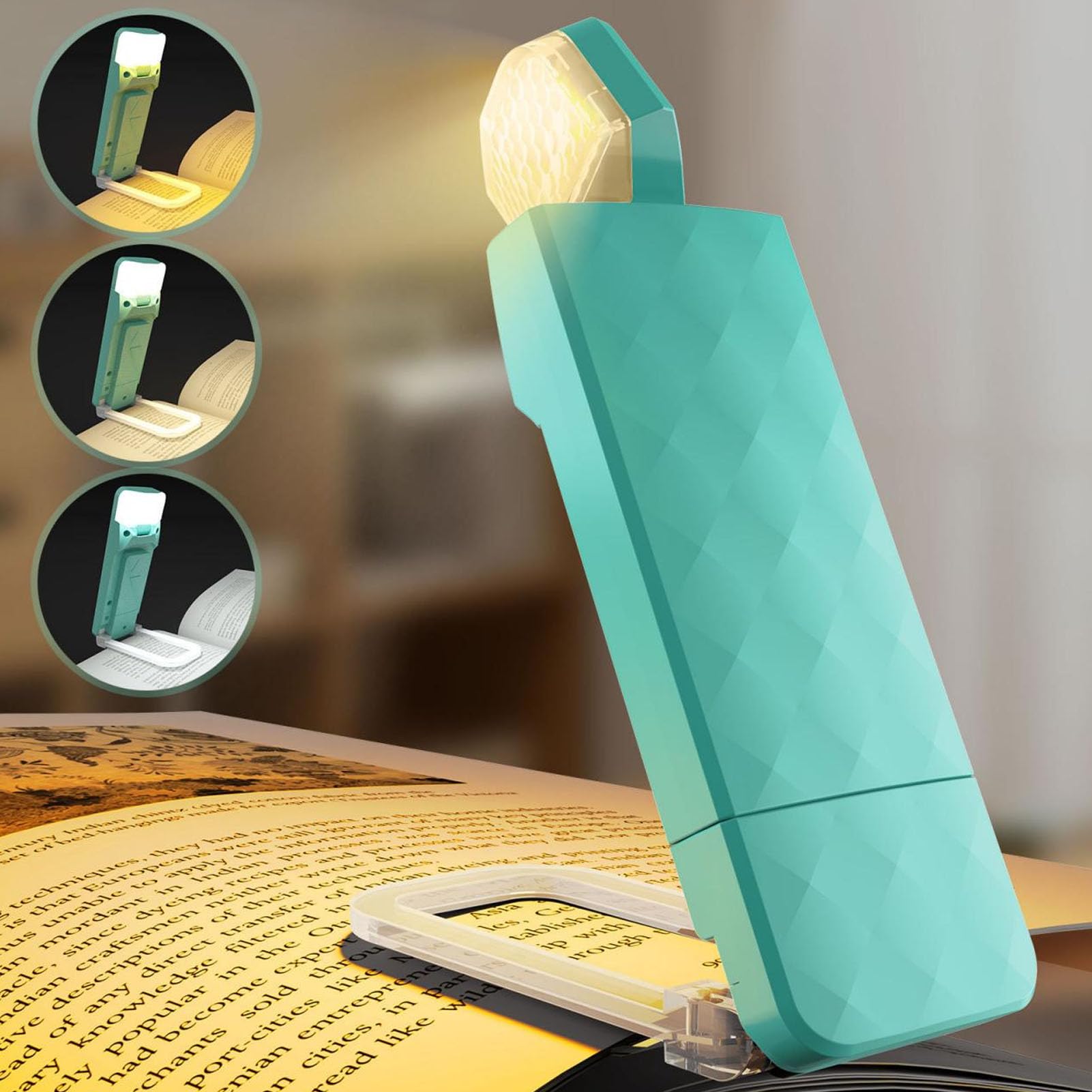 TRA-Reading Light, Rechargeable Book Light For Reading In Bed Memory Function Mini Portable Ultralight Clip On Led Bookmark Lamp Night Lovers Kids - View #3