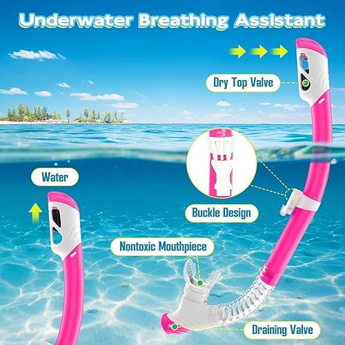 Miniatura 4 de Snorkeling Gear for Kids, Kids Snorkel Set for Ages 3-14, Anti-Fog Diving Mask and Dry Top Snorkel Combo Set, Unisex Swimming Goggles