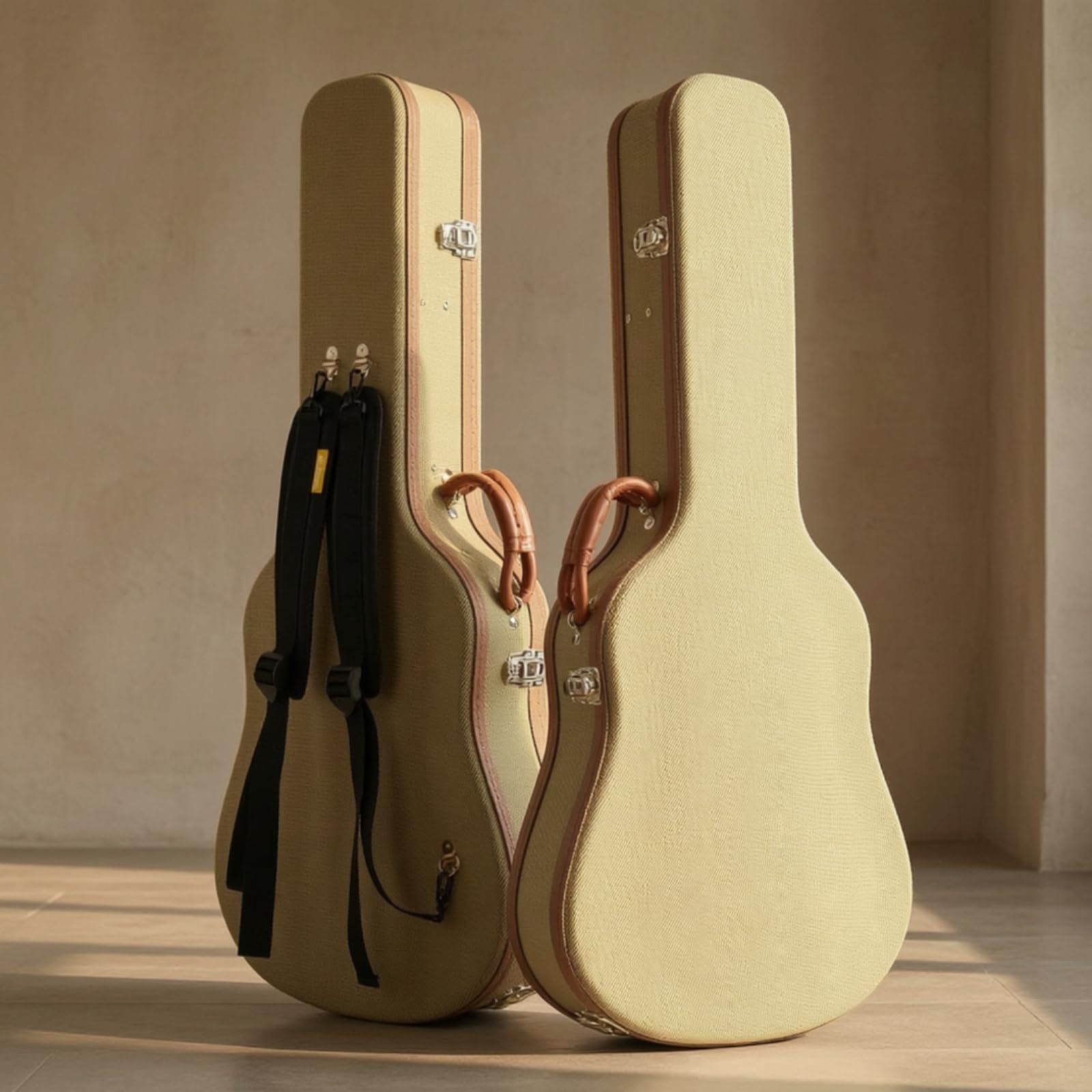 Custodia Chitarra Acustica Rigida Custodia Valigetta Custodia con Spallacci Manico Imbottito Struttura in Legno Rivestimento in Pelle PU Interno in